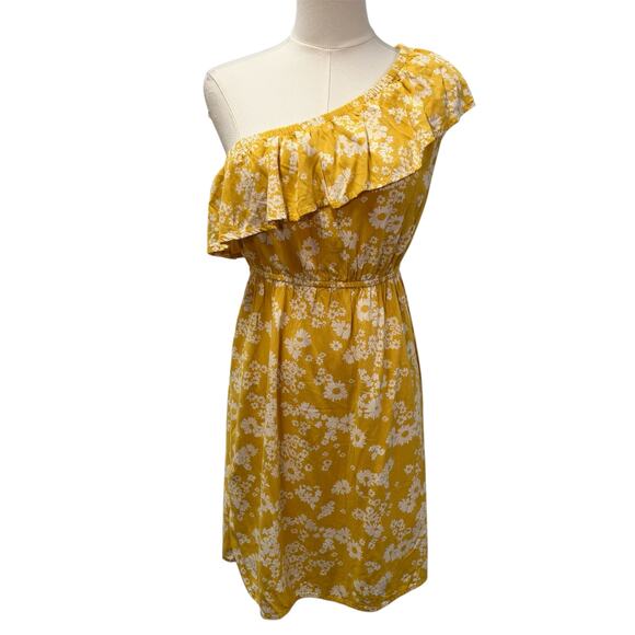 Old Navy Yellow Floral One-Shoulder Midi Dress - Picture 1 of 15